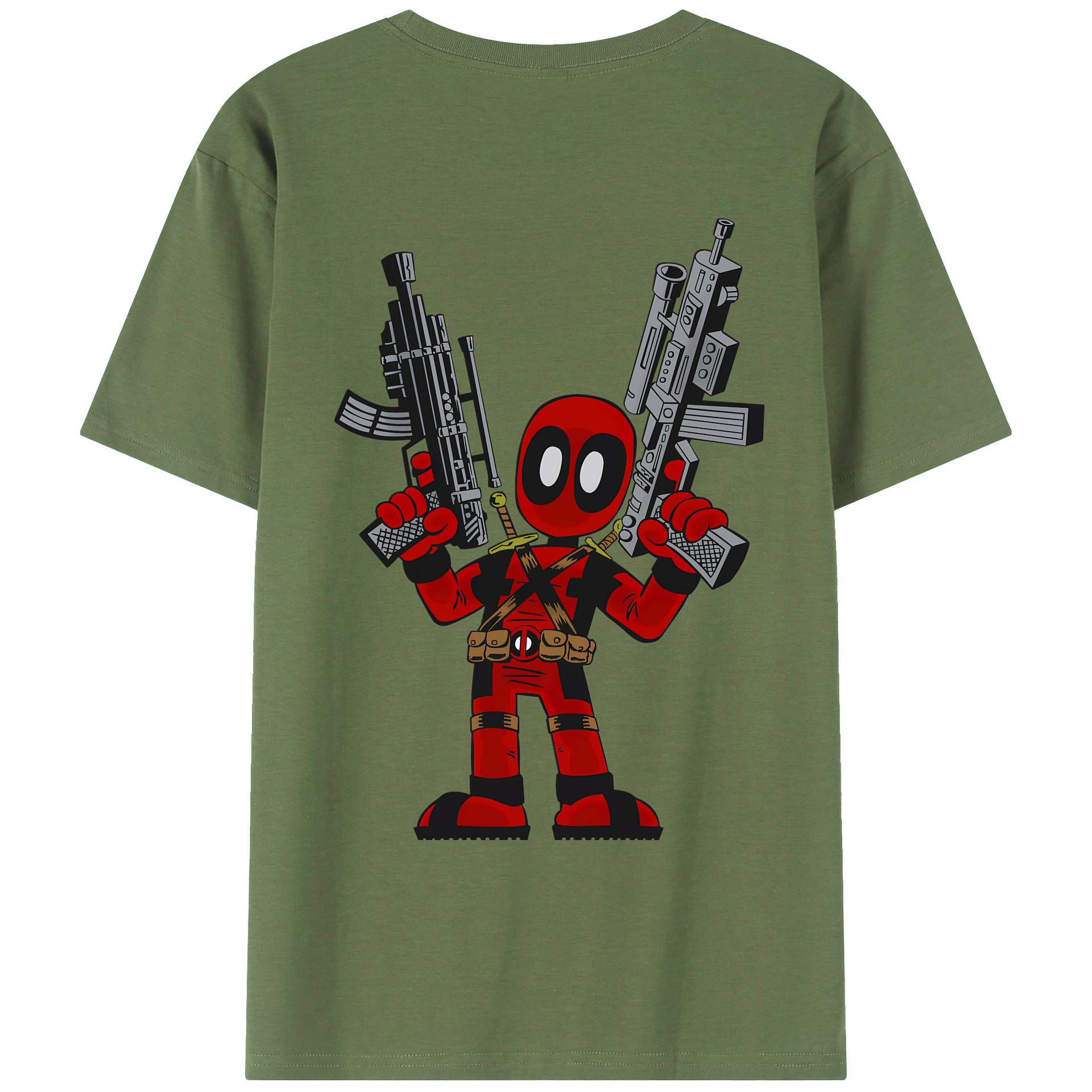 （画像用） Deadpool デッドプール 綿100％ メンズ半袖Tシャツ（バックプリント） 通気性